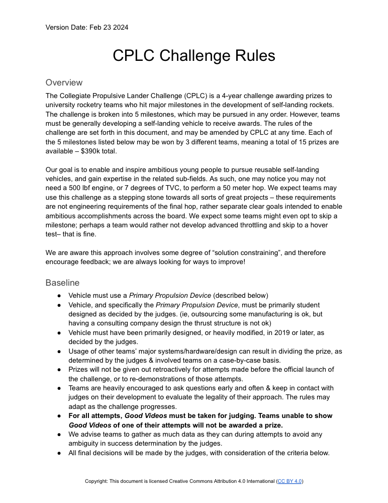 Challenge Rules — first page preview