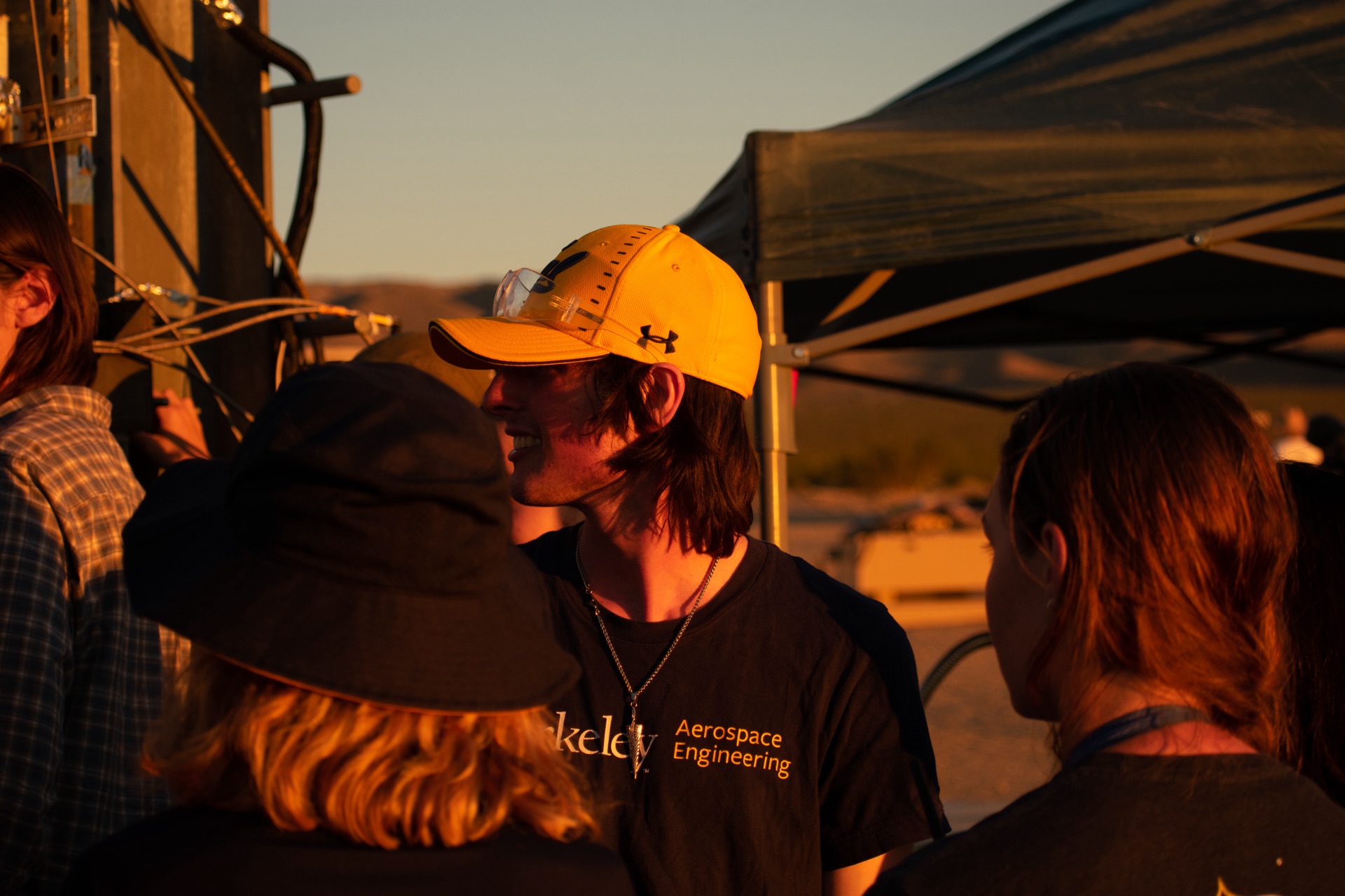 Student working at golden hour